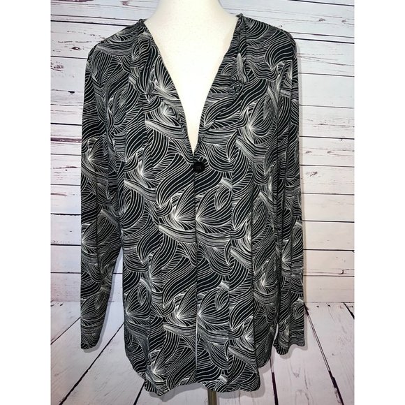 J Jill Wearever Collection Cardigan Sweater XL extra large Stretch Geometric J. - Picture 1 of 10